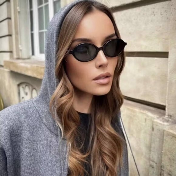 Miu Miu MU04ZS 1AB5S0 Oval Women Sunglasses - Black/Grey main image 9